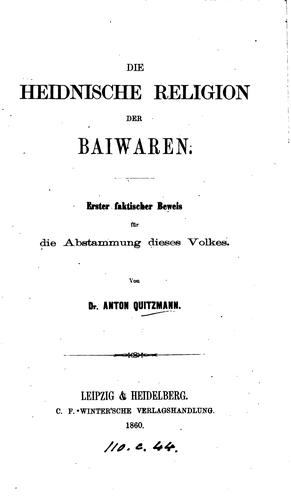 Die heidnische Religion der Baiwaren