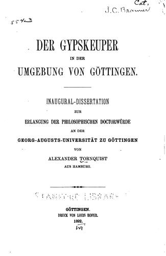 Die Gypskeuper in der Umgebung von Göttingen