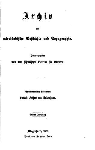Archiv für vaterländische Geschichte und Topographie