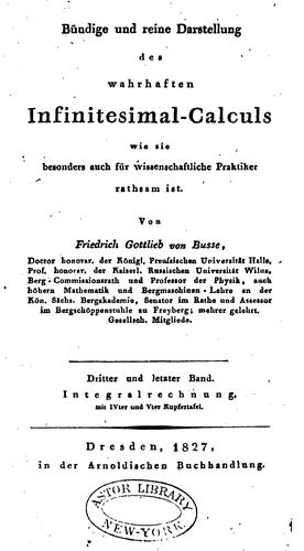 Bündige U. Reine darstell. D. Wahren Infinit.-calculs