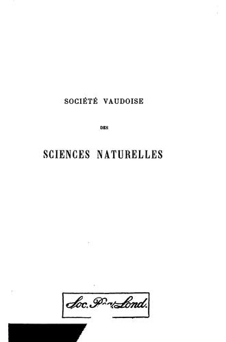 Bulletin de la Société vaudoise des sciences naturelles