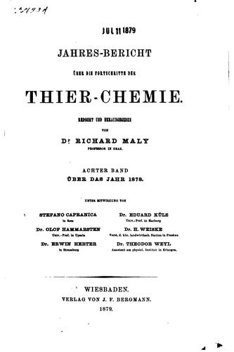 Jahres-bericht über die Fortschritte der Tier-chemie oder der ...