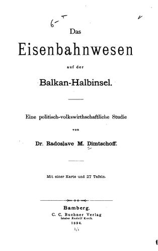 Das Eisenbahnwesen auf der Balkan-halbinsel