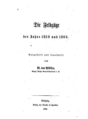 Die Feldzüge der Jahre 1859 und 1866