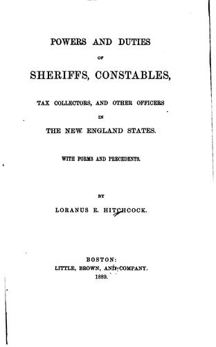 Powers and Duties of Sheriffs, Constables, Tax Collectors, and Other ...