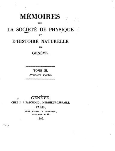 Mémoires de la Société de physique et d'histoire naturelle de Genève