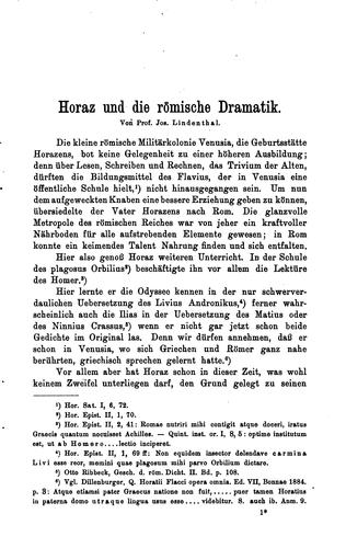 Horaz und die römische Dramatik