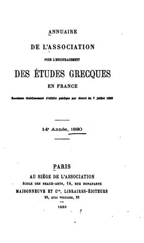 Annuaire de l'Association pour l'encouragement des études grecques en France