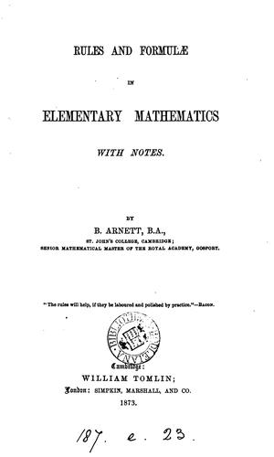 Rules and formulæ in elementary mathematics