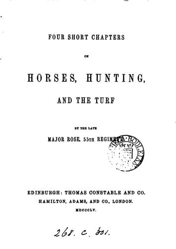 Four short chapters on horses, hunting and the turf