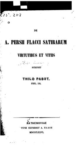 De A. Persii Flacci virtutibus et vitiis
