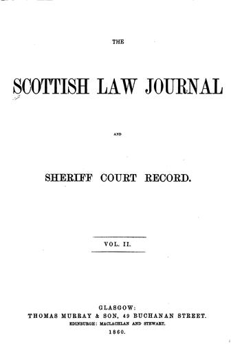 Scottish Law Magazine, and Sheriff Court Reporter