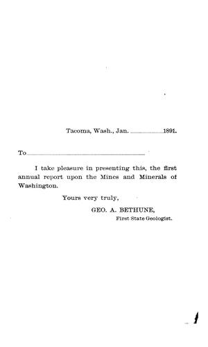 Mines and Minerals of Washington: Annual Report of the State Geologist