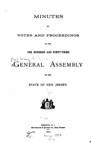 Minutes of Votes and Proceedings of the General Assembly of the State of New ...