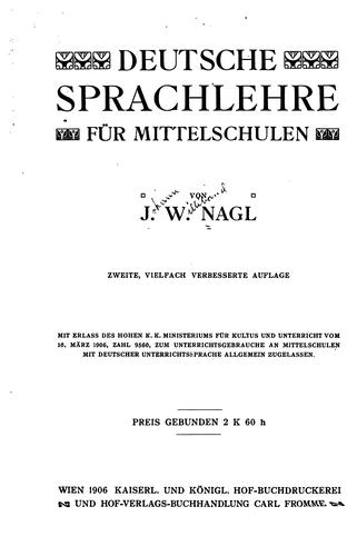 Deutsche Sprachlehre für Mitteischulen