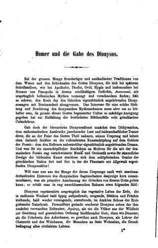 Homer und die Gabe des Dionysos: Progr