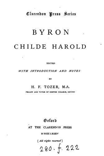 Childe Harold, ed. by H.F. Tozer