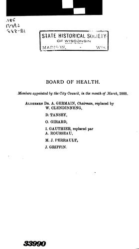 Report on the sanitary state of the City of Montreal. 1888-91