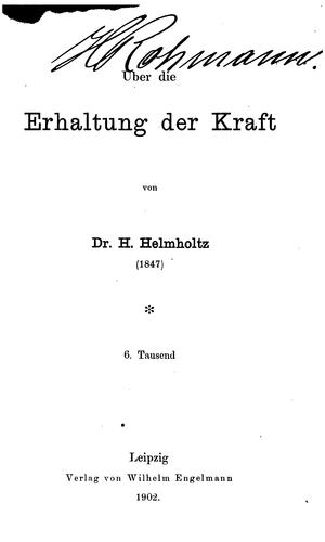 Uber die Erhalting der Kraft