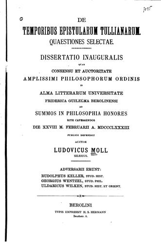 De temporibus epistularum tullianarum: quaestiones selectae