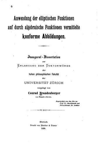 Anwendung der elliptischen Funktionen auf durch algebraische Funktionen ...