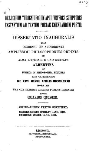 De locorum Theognideorum apud veteres scriptores exstantium ad textum poetae ...