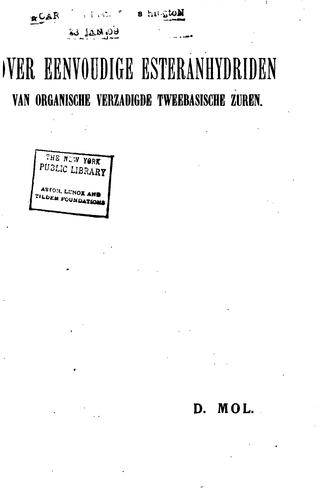 Over eenvoudige esteranhydriden van organische verzadigde tweebasische zuren