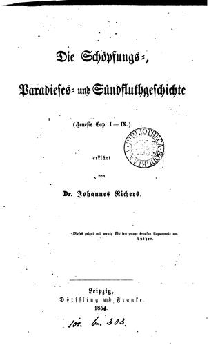 Die Schöpfungs-, Paradieses- und Sündfluthgeschichte, Genesis cap. i-ix