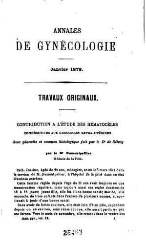 Annales de gynecologie et d'obstetrique. series 1