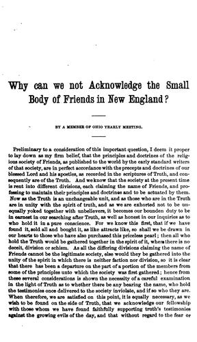 Why Can We Not Acknowledge the Smaller Body of Friends in New England?