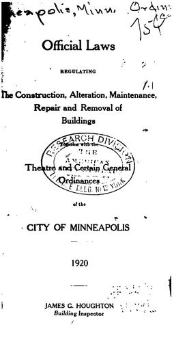 Official Laws Regulating the Construction, Alteration, Maintenance, Repair ...
