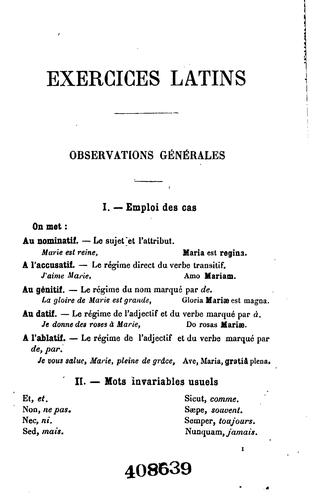 Exercises latins disposés dans l'ordre du précis de grammaire latine