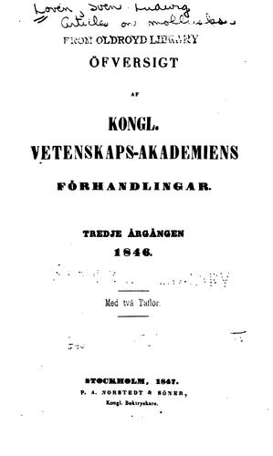 Articles on mollusks in Öfversigt af Kongl. Ventenakaps-akademiens förhandlingar. 3.-4. arg ...