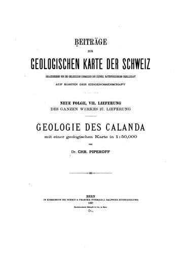 Matériaux pour La carte Géologique de la Suisse=: Materiali per La carta geologica della Svizzera