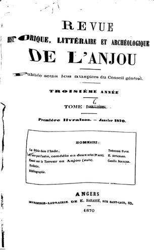 Revue historique, littéraire et archéologique de l'Anjou