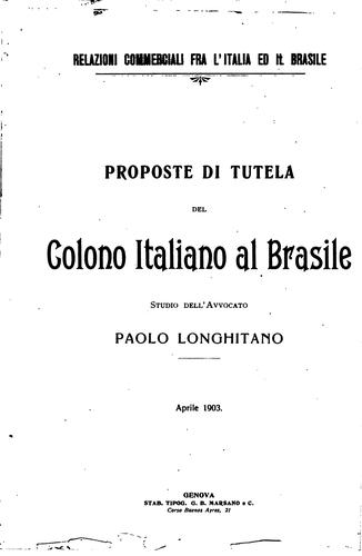 Proposte di tutela del colono italiano al Brasile, studio