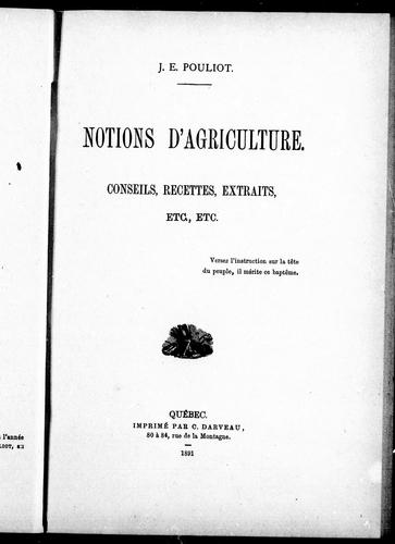 Notions d'agriculture