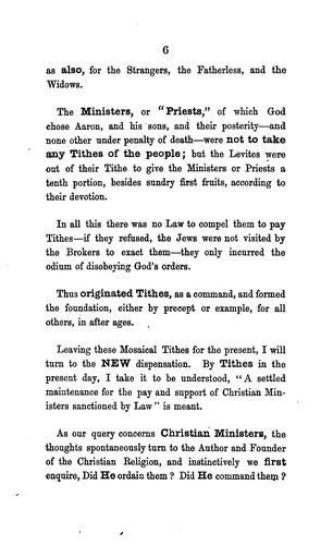 Can a True Christian Minister Exact Tithes? Or Reasons for Not Paying Tithes