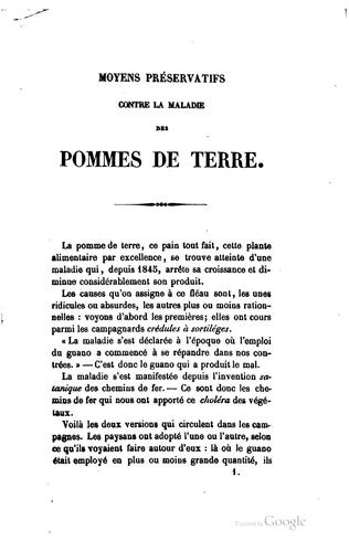 Moyens préservaties contre la maladie des pommes de terre