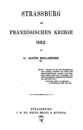Strassburg im französischen Kriege, 1552