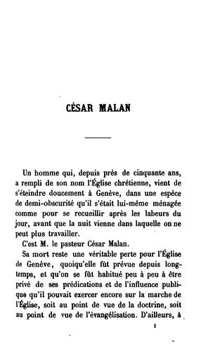 César Malan: impressions, notes et souvenirs