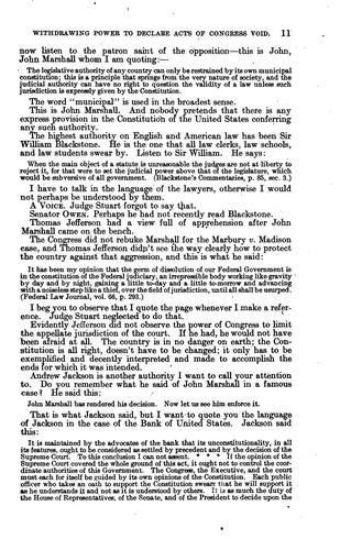 Withdrawing Power from Federal Courts to Declare Acts of Congress Void: An ...