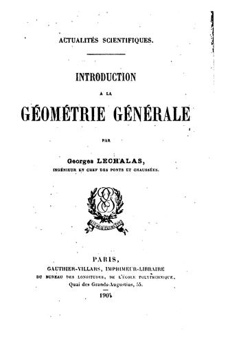 Introduction à la géométrie générale