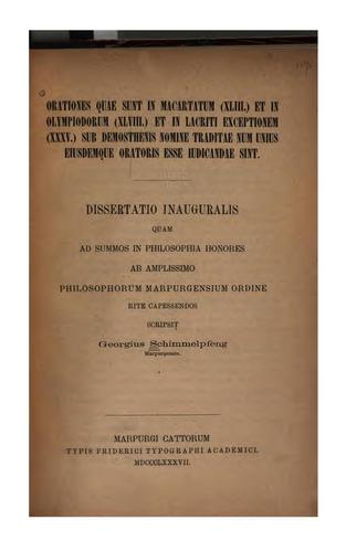 Orationes quae sunt in Macartatum (xliii) et in Olympiodorum (xlviii) et in Lacriti exceptionem ...