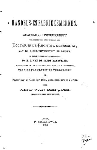 Handels- en fabrieksmerken ...