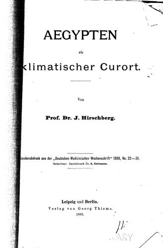 Aegypten als klimatischer Curort