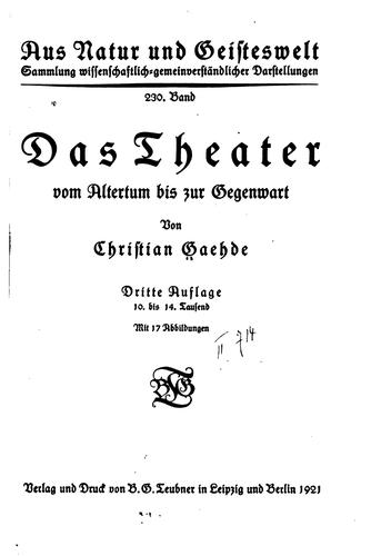 Das Theater vom Altertum bis zur Gegenwart