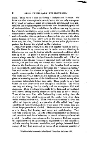 The Causes and Conditions of Pulmonary Tuberculosis, and how to Avoid Them