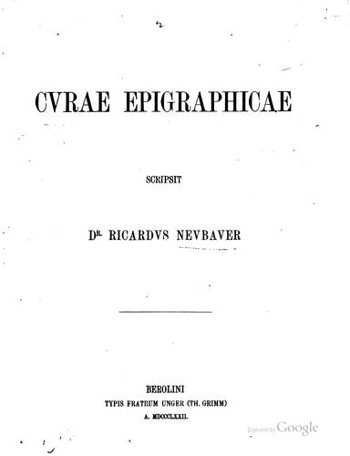 Curae epigraphicae