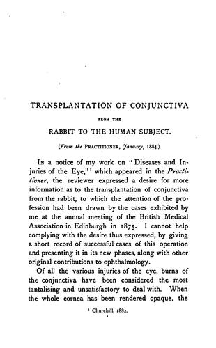 Clinical Demonstrations on Ophthalmic Subjects